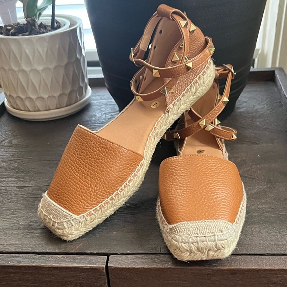 NEW MAYPOL Flat Closed Toe Espadrilles Made In Spain Leather Tan Brown 7.5 - Picture 3 of 13